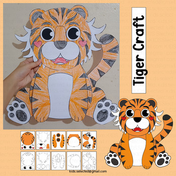 Preview of Tiger Craft Zoo Animals Bulletin Board Safari Jungle Activities Coloring Pages