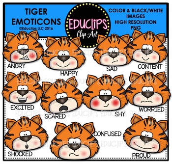 Preview of Tiger Emoticons Clip Art Super Bundle  {Educlips Clipart}