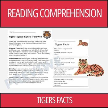 Preview of Tiger Facts - Reading Comprehension Activity | 2nd Grade & 3rd Grade