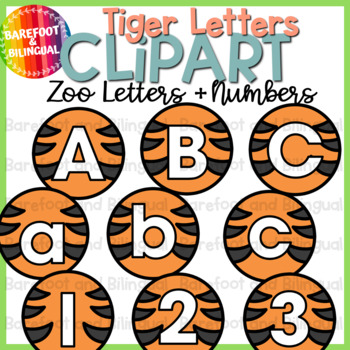 Preview of Tiger Letters and Numbers Clip Art - Zoo Letters Clipart - Zoo Clipart