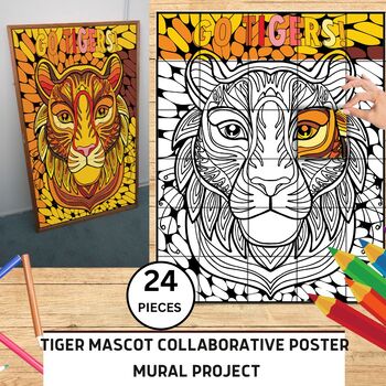 Preview of Tiger Mascot Collaborative Mural Project | Poster for the Classroom
