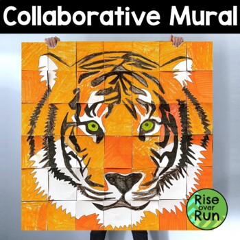 Preview of Collaborative Mural of Tiger Mascot for Bulletin Board or Art Project
