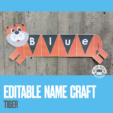 Tiger Name Craft Letter T Zoo Animal EDITABLE Zodiac Chine