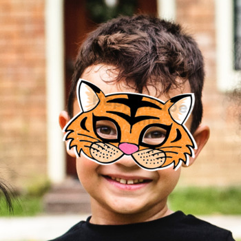 Tiger, lion and cheetah masks - Printable kids craft by Happy Paper Time