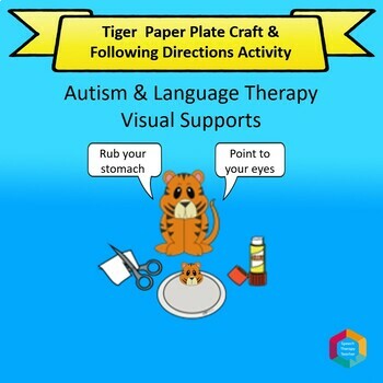Preview of Tiger Paper Plate Craft and Speech Therapy Lesson Plans with Visual Support
