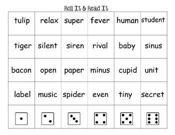 Preview of Tiger Words Roll and Read (VCV)