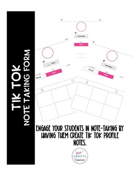 Preview of Tik Tok Profile Note Taking Pages