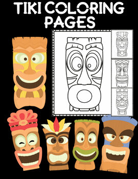 Preview of Tiki Coloring Pages - set of 10 Tiki Art designs to color