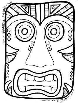 Preview of Tiki Face Coloring Sheet