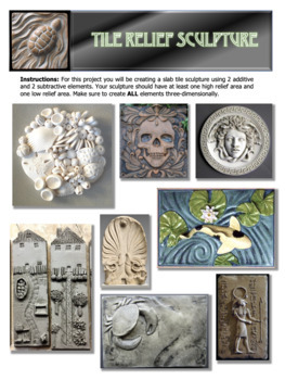 Preview of Tile Relief Sculpture powerpoint lesson including ALL resources for ceramics
