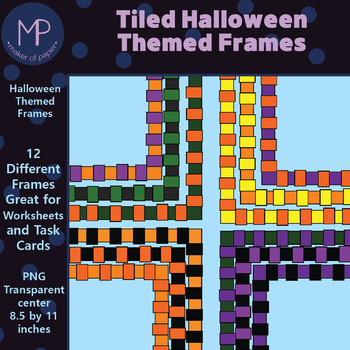 Preview of Tiled Halloween Colored Frames for Task Cards & Worksheets (Great for fall)