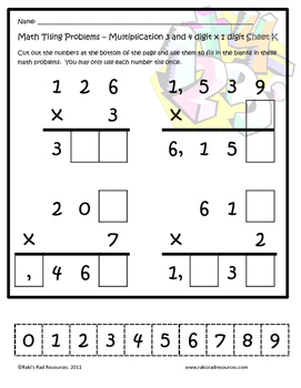 10 Tiling Puzzles for 3 and 4 digit x 1 digit Multiplication | TpT