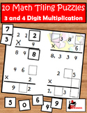 3 & 4 digit x 1 digit Multiplication Tiling Puzzles
