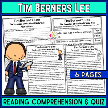 Preview of Tim Berners-Lee Inventors Day Nonfiction Reading Passage, Questions & True/False