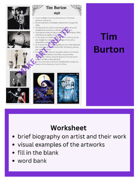 Preview of Tim Burton Bio/ Fill in the Blank