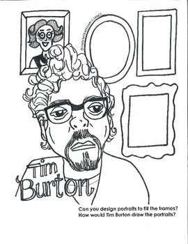 Tim Burton Coloring Sheet by Crazy Busy Art Room TPT