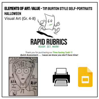 Preview of Tim Burton Self-Portrait - Time Saving Task - Ontario - Art - Rapid Rubrics