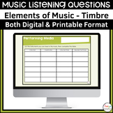 Timbre Elements of Music Listening Questions for Song Anal