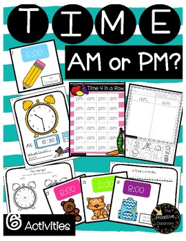 Preview of Telling Time AM or PM Sort, Game, & Worksheet