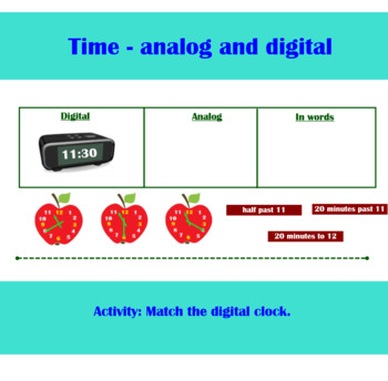 Preview of Time Analog and digital: Match the digital clock
