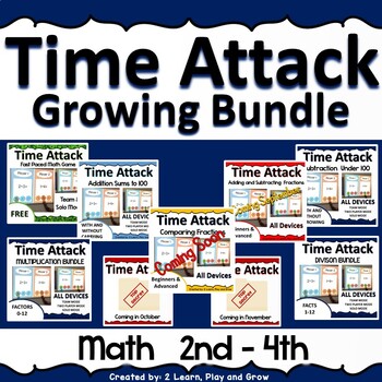 Preview of Time Attack Digital Math Game Growing Bundle 2nd-4th