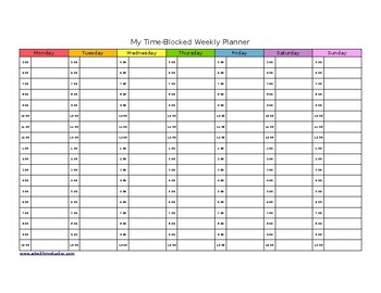 Preview of Time-Blocked Weekly Planner