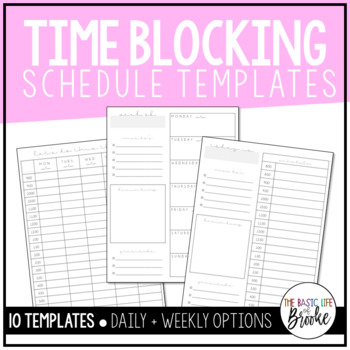 Preview of Time Blocking Daily + Weekly Schedule Planning Templates