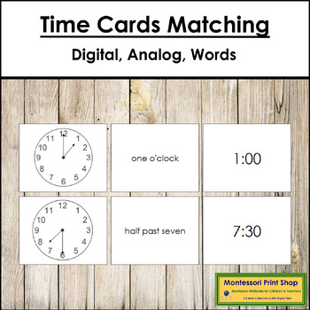 Preview of Time Cards Matching (Digital, Analog & Word Cards) - Telling Time