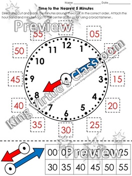 time clock cut and paste activity telling time to the nearest 5 minutes
