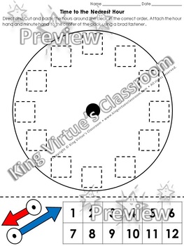 time clock cut and paste activity telling time to the nearest hour