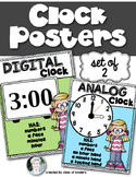 Telling Time Clock Posters Kindergarten and First Grade
