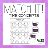 Time Concepts & Telling Time Matching Independent Work Task