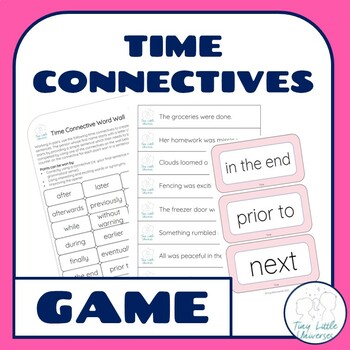 Preview of Time Connectives NO PREP Sentence Combining Game and Bulletin Board Cards