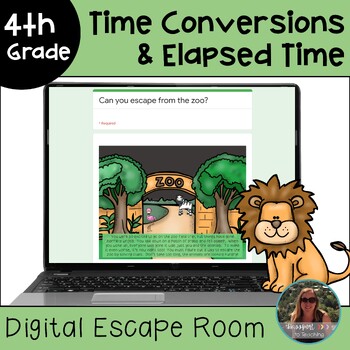 Preview of Time Conversions and Elapsed Time Digital Escape Room - 4th Grade Activity