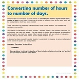 Time Converting Hours to Days Posters, Word Problems Austr