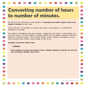 Preview of Time - Converting Hours to Minutes Posters & Word Problems - Australian Version