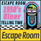 Time Digital Escape Room 1950's Diner | Telling Time on a Clock