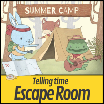 Preview of Time Digital Escape Room Summer Camp Telling Time on a Clock