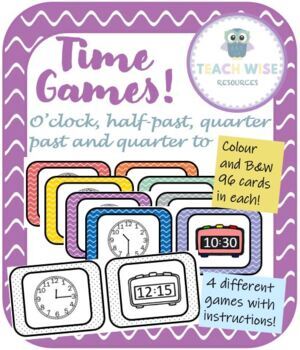 Preview of Time Flashcard Games - Digital & Analog - O'clock, Half past & Quarters