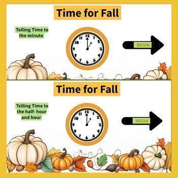 Preview of Time For Fall - A Telling Time Digital Game 2 Levels