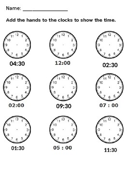 Time: Half-Hour intervals by NY Teacher87 | Teachers Pay Teachers