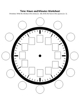 time hours and minutes clock worksheet by ashley hamilton tpt