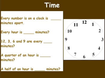 Preview of Basic Mat Skills - Intro to Clocks and Telling Time (w/ worksheet) (POWERPOINT)