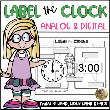 Preview of Telling Time Label the Clock for Kindergarten and First Grade