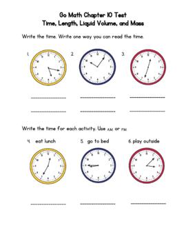 time length liquid volume and mass test go math