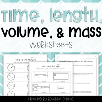 Preview of Time, Length, Volume, and Mass Worksheets