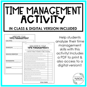 Preview of Time Management Activity | Family & Consumer Sciences