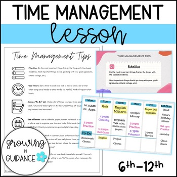 Preview of Time Management Lesson & Presentation: 6-12th Grade
