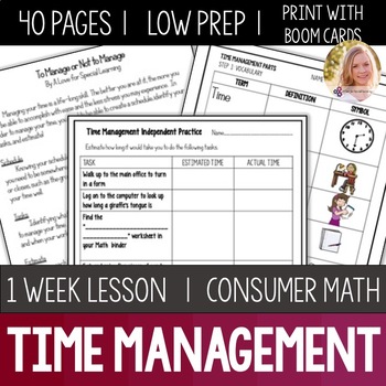 Preview of Time Management Lesson Unit Consumer Math Life Skills Special Education