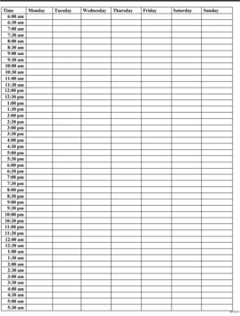 Time Management Sheet 30 min Intervals by D'MathPi | TPT